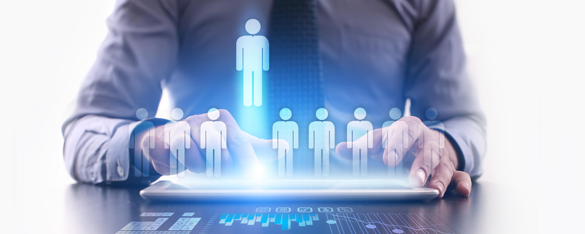 Professional recruitment team collaborating in a bright business environment